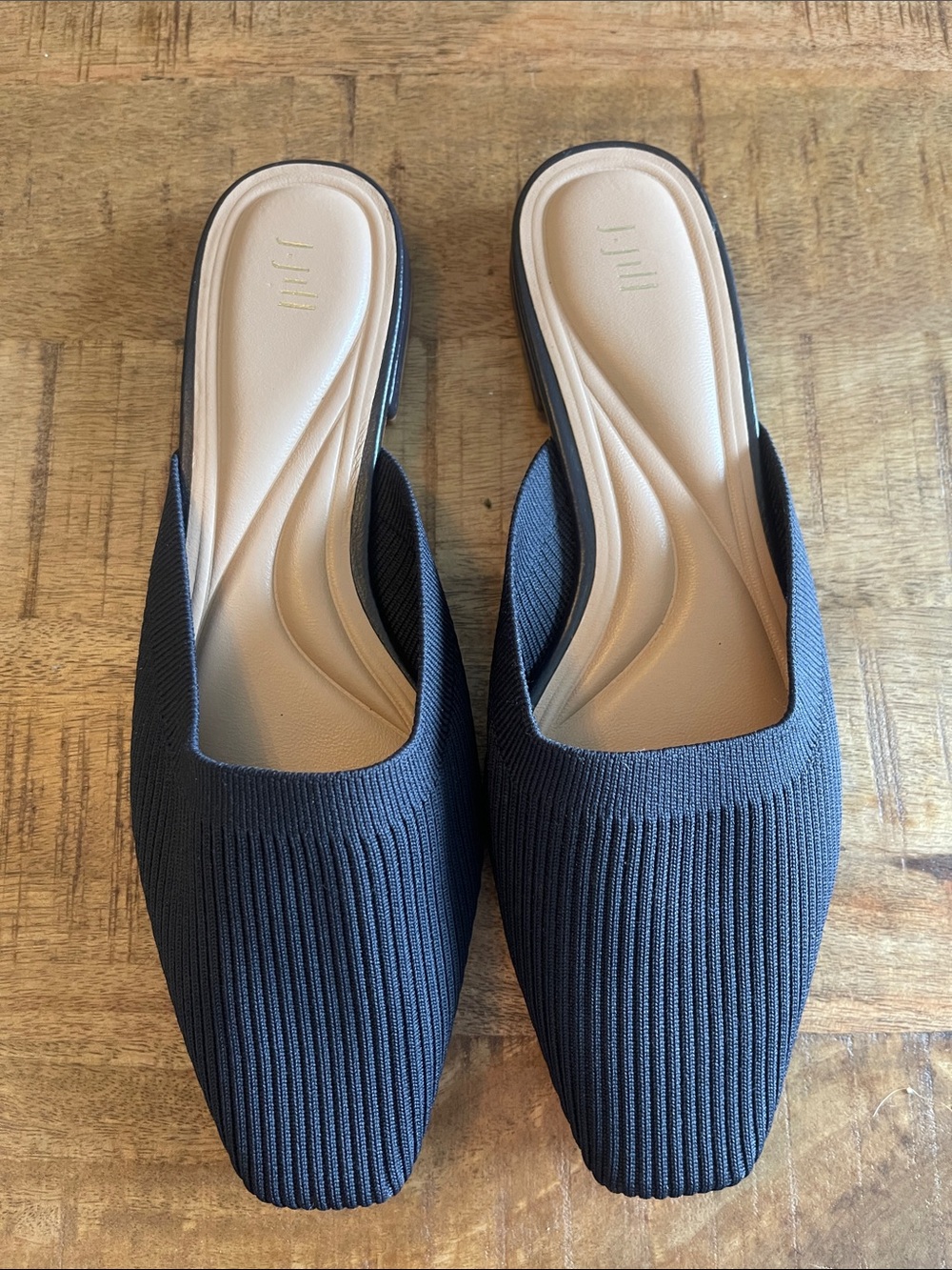 J. Jill Navy Ribbed Knit Mules Slides Slip On 9 Minimalist